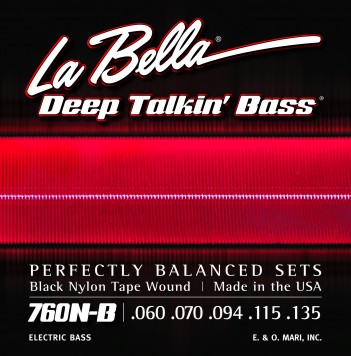 LaBella 760N-B Black Nylon Struny pre Bezpražcovú Basgitaru 060-135T
